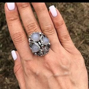 Sterling Silver 925 and moonstone vintage boho ring new size 6